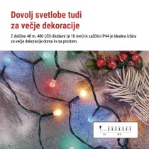 LED božična cherry veriga–kroglice, 48 m, zunanja in notranja, večbarvna,programi,časovnik