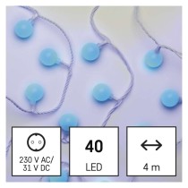 Dekoracje - 40 LED big cherry 4m IP44 niebieski, biały przewód, IP44, timer