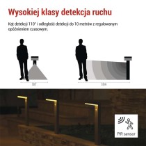 Słupek oświetleniowy LED Garden VEREA solarna, ciepła biel, max 460 lm, IP44, PIR