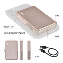 Powerbank EMOS WI 1031, 10 000 mAh, 20 W + wireless, różowo-złoty