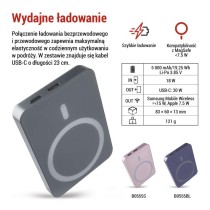 Powerbank EMOS WI 522, 5 000 mAh, 20 W+Wireless, szary