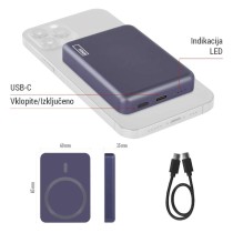 EMOS powerbank WI 522, 5 000 mAh, 20 W+Wireless, modra