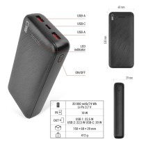 EMOS AlphaQ3 powerbank, 20 000 mAh, 22,5 W, črni