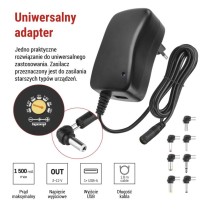Zasilacz impulsowy 1500mA z wymiennymi końcówkami, USB