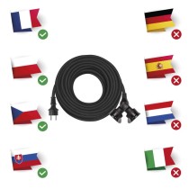 Przedłużacz ogrodowy 20 m / 2 gniazda / czarny / guma / 230 V / 1,5 mm2