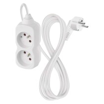 Przedłużacz 2 m / 2 gniazda / biały / PVC / 1 mm2