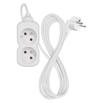 Przedłużacz 2 m / 2 gniazda / biały / PVC / 1 mm2