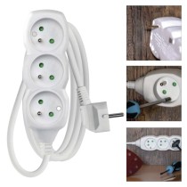 Przedłużacz 1,5 m / 3 gniazda / biały / PVC / 1 mm2