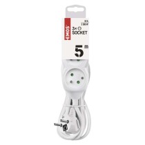 Przedłużacz 5 m / 3 gniazda / biały / PVC / 1 mm2