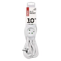 Przedłużacz 10 m / 3 gniazda / biały / PVC / 1 mm2