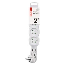 Przedłużacz 2 m / 4 gniazda / biały / PVC / 1 mm2