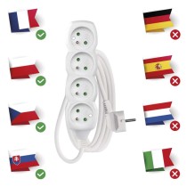 Przedłużacz 3 m / 4 gniazda / biały / PVC / 1 mm2