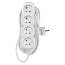 Przedłużacz 5 m / 4 gniazda / biały / PVC / 1 mm2
