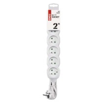 Przedłużacz 2 m / 6 gniazd / biały / PVC / 1 mm2