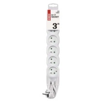 Przedłużacz 3 m / 6 gniazd / biały / PVC / 1 mm2