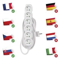 Przedłużacz 5 m / 6 gniazd / biały / PVC / 1 mm2