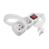 Przedłużacz 3 m / 2 gniazda / z wyłącznikiem / biały / PVC / 1 mm2