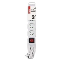 Przedłużacz 3 m / 3 gniazda / z wyłącznikiem / biały / PVC / 1 mm2