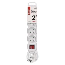 Przedłużacz 2 m / 4 gniazda / z wyłącznikiem / biały / PVC / 1 mm2