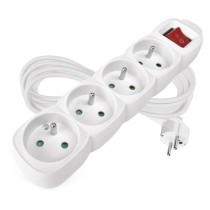 Przedłużacz 5 m / 4 gniazda / z wyłącznikiem / biały / PVC / 1,5 mm2
