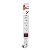 Przedłużacz 2 m / 5 gniazd / z wyłącznikiem / biały / PVC / 1 mm2