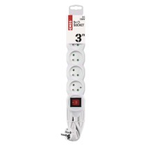 Przedłużacz 3 m / 5 gniazd / z wyłącznikiem / biały / PVC / 1 mm2