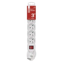 Przedłużacz 3 m / 5 gniazd / z wyłącznikiem / biały / PVC / 1,5 mm2