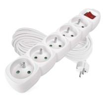 Przedłużacz 10 m / 5 gniazd / z wyłącznikiem / biały / PVC / 1 mm2