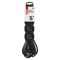 Przedłużacz 5 m / 4 gniazda / czarny / PVC / 1 mm2