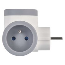 Rozgałęźnik 2×, 1×USB-A+1×USB-C, biało-szary