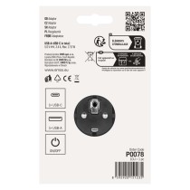 Rozgałęźnik 2×, wył., 1×USB-A+1×USB-C, czarny