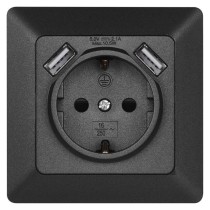 EMOS Aljzat USB csatlakozóval, SCHUKO antracit