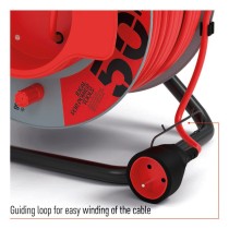 Przedłużacz bębnowy 50 m / 1 gniazdo / czerwony / PVC / 230 V / 1,5 mm2