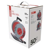 Przedłużacz bębnowy 50 m / 4 gniazda / czerwony / PVC / 230 V / 1,5 mm2