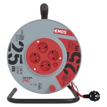 Przedłużacz bębnowy 25 m / 4 gniazda / czerwony / PVC / 230 V / 1 mm2