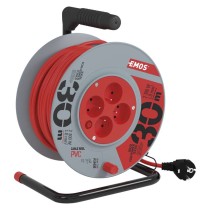 Przedłużacz bębnowy 30 m / 4 gniazda / czerwony / PVC / 230 V / 1 mm2