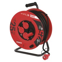Przedłużacz bębnowy ogrodowy 25 m / 4 gniazda / czarny / guma / 230 V / 1,5 mm2