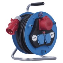 Przedłużacz bębnowy ogrodowy 25 m / 3 gniazda / czarny / guma / 230V/400V / 1,5 mm2
