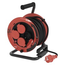 Przedłużacz zwijany ogrodowy 25 m / 4 gniazda / guma / 230 V / 1,0 mm2 / IP44
