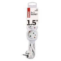 Hosszabbító 1,5 m / 3 aljzat / fehér / PVC / 1 mm2