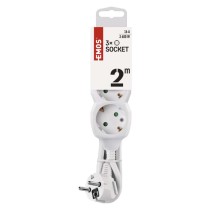 Hosszabbító 2 m / 3 aljzat / fehér / PVC / 1 mm2