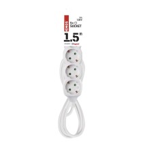 Hosszabbító 1,5 m / 5 aljzat / fehér / PVC / 1 mm2 