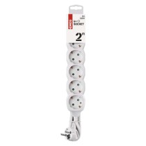 Hosszabbító 2 m / 6 aljzat / fehér / PVC / 1 mm2