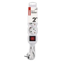 Hosszabbító 2 m / 3 aljzat / kapcsolós / fehér / PVC / 1 mm2