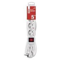 Hosszabbító 5 m / 4 aljzat / kapcsolós / fehér / PVC / 1,5 mm2