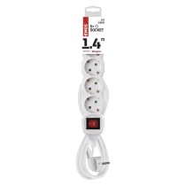 Hosszabbító 1,4 m  /  5 aljzat  /  fehér  /  PVC  /  1 mm2
