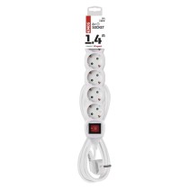 Hosszabbító 1,4 m  /  6 aljzat  /  fehér  /  PVC  /  1 mm2