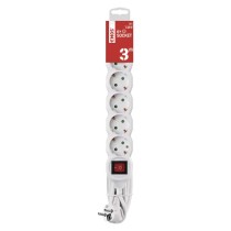 Hosszabbító 3 m / 6 aljzat / kapcsolós / fehér / PVC / 1,5 mm2