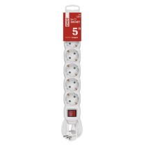 Hosszabbító 5 m / 6 aljzat / kapcsolós / fehér / PVC / 1,5 mm2