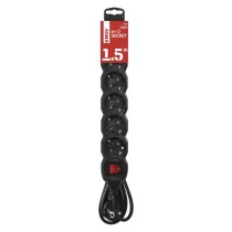 Steckdosenleiste 1,5 m / 6 Steckdosen / Schalter / schwarz / PVC / 1,5 mm2